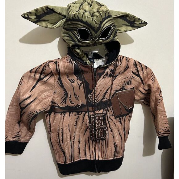 Disney Star Wars YODA Brown green HOODIE w/eye mask & ears JACKET size XS youth - Picture 1 of 4